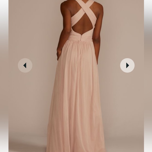 Celebrate DB studio / David’s Bridal mesh  halter bridesmaid dress BLACK - Picture 2 of 5